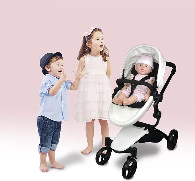 Anivia Luxury Baby Doll Stroller for 18" & 20" Girl Dolls - Doll Stroller with Folding Canopy, Mute Wheels and 2 Storage Baskets, Easy to Assemble