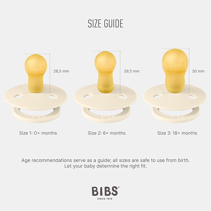 BIBS Pacifiers Colour Collection | Natural Rubber Baby Pacifier | Set of 2 BPA-Free Soothers | Made in Denmark | 6+ Months (Pack of 2) | Iron