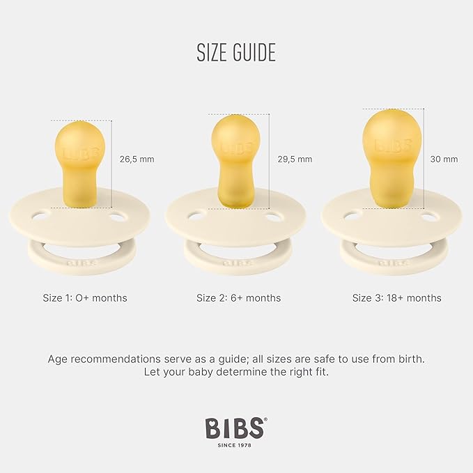 BIBS Pacifiers Colour Collection | Natural Rubber Baby Pacifier | Set of 2 BPA-Free Soothers | Made in Denmark | 6+ Months (Pack of 2) | Blossom