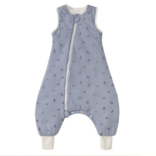 Super Soft Winter 2.5 TOG Sleep Sack with Feet, 100% Organic Cotton Warm Toddler Sleeping Sack with Legs, Ocean, Size L