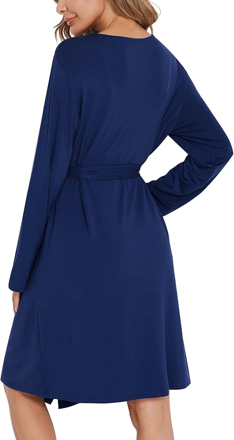 SWOMOG Womens Maternity Robe 2 Piece Nursing Nightgown for Breastfeeding 3 in 1 Labor Delivery Nursing Dress Lace Bathrobe