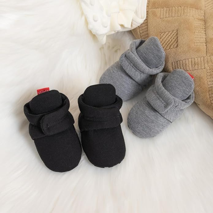 Sawimlgy Newborn Infant Baby Girl Boy Cotton Booties Stay On Sock Slippers Soft Bedroom Shoes Non-Skid Ankle Boots With Grippers Toddler Crib Warm Shoe First Walker Birthday Shower