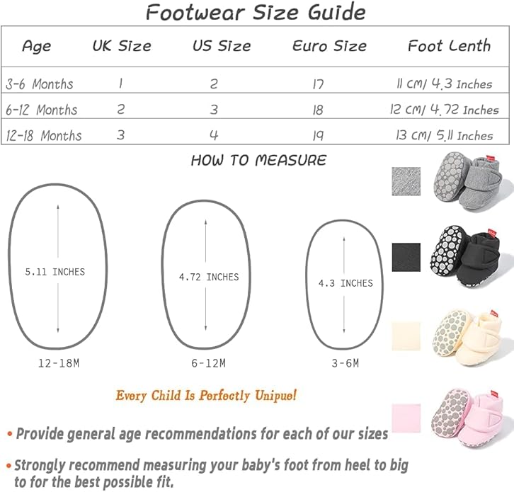 Sawimlgy Newborn Infant Baby Girl Boy Cotton Booties Stay On Sock Slippers Soft Bedroom Shoes Non-Skid Ankle Boots With Grippers Toddler Crib Warm Shoe First Walker Birthday Shower