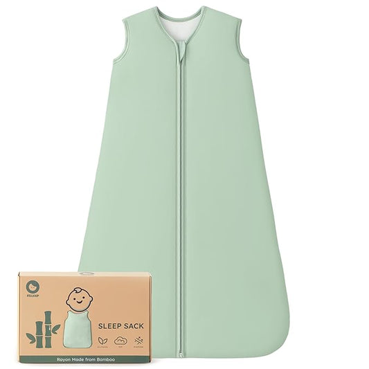 Rayon Made From Bamboo Baby Sleep Sack, SuperSoft 18-24 Months 1.0 Tog Baby Wearable Blanket, Sleeping Sack for Toddler Infant with 2-Way Zipper, Lightweight & Roomy,Green