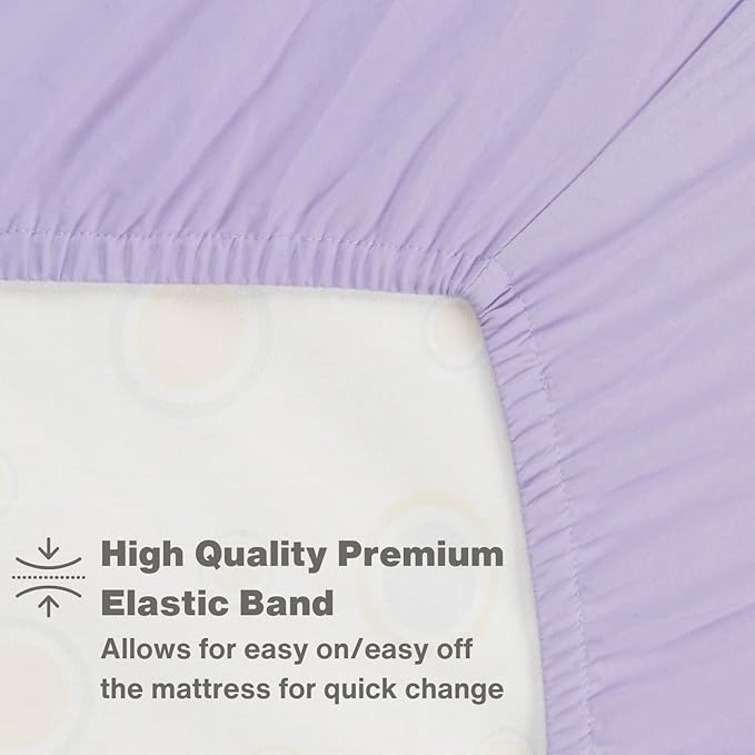 Everyday Kids Fitted Crib Sheet, 100% Soft Breathable Microfiber Baby Sheet, Fits Standard Size Crib Mattress 28in x 52in, Purple Nursery Sheet
