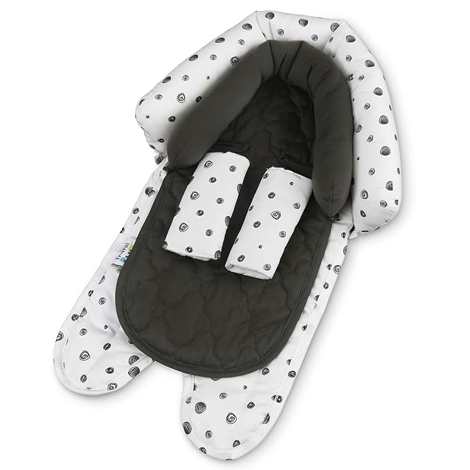 GoldBug Baby & Toddler 2-in-1 Car Seat Head Support + Strap Covers - Dots