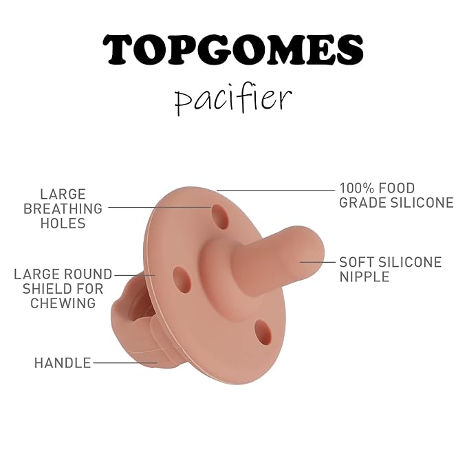Soother Pacifier,Food Grade Silicone Pacifiers with Handle & 3 Holes for Added Safety, BPA Free, 4-Pack (Sage x2 / Ether x2)