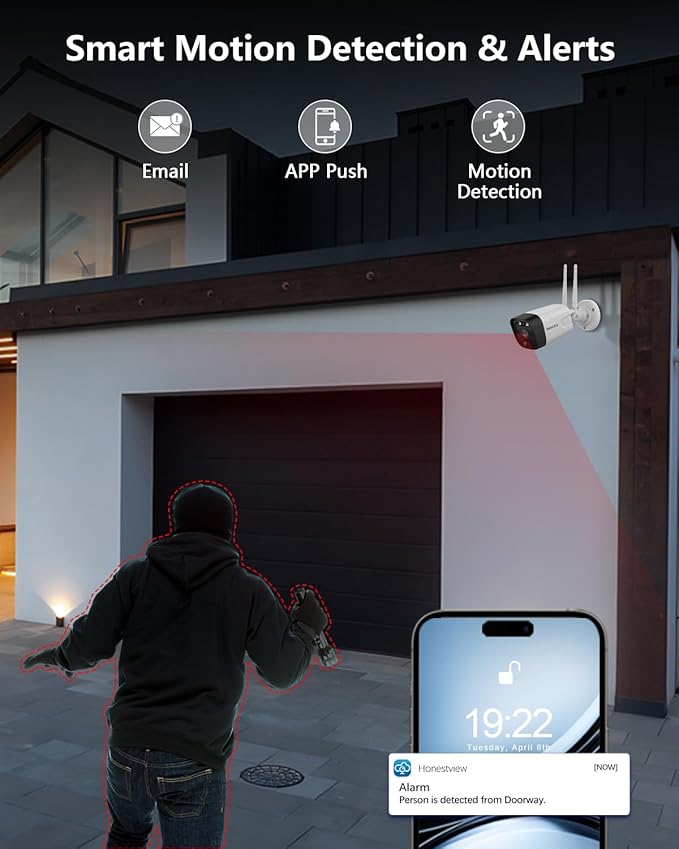 2-Way Audio & PIR Detection Dual Antennas Outdoor Wireless Security Camera System 5.5MP Wi-Fi Video Surveillance DVR System
