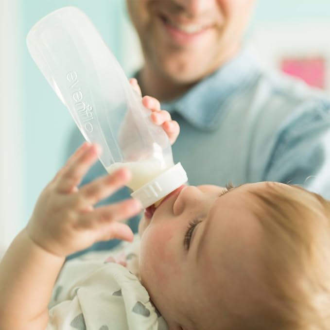 Evenflo Feeding Classic Clear Plastic Standard Neck Bottles for Baby, Infant and Newborn - Teal/Green/Blue, 8 Ounce (Pack of 12)
