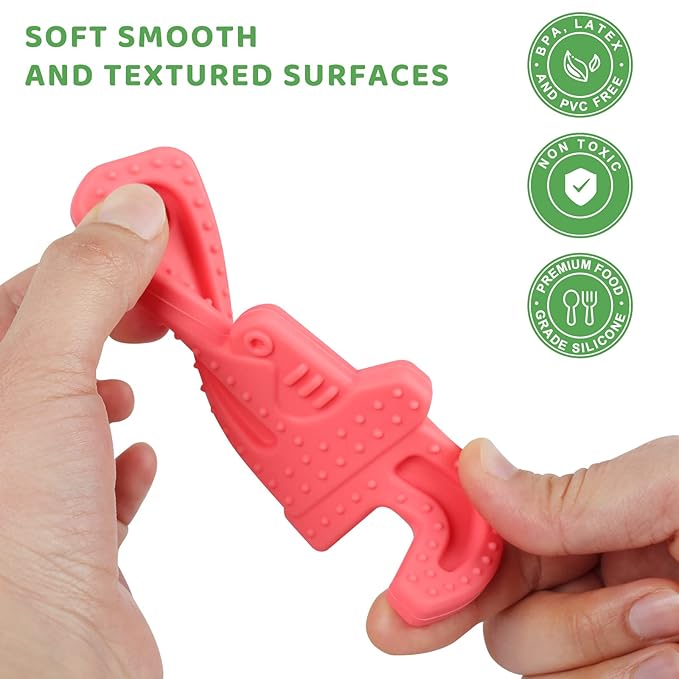 Fu Store 8 Pack Soft Silicone Teething Toys for 0-12Months 6-24 Months Toddlers Infant Hammer Tools Shape Baby Teethers Relief Soothe Babies Gums Set