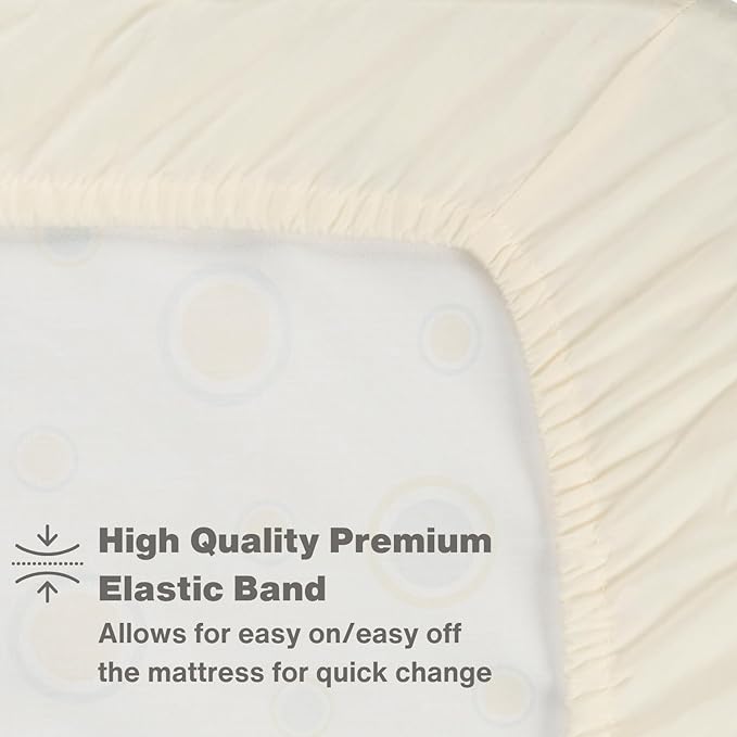 Everyday Kids 2-Pack Fitted Crib Sheets, 100% Soft Breathable Microfiber Baby Sheet, Fits Standard Size Crib Mattress 28in x 52in, White Nursery Sheet and Beige Nursery Sheet