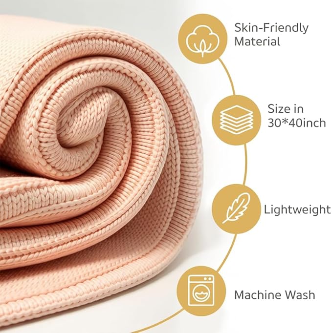 Baby Knit Blanket Heart to Heart Pattern– 100% Cotton Soft Lightweight Receiving Blanket for Newborn Infant Toddler Boy Girl, Cozy Nursery Crib Stroller Cover