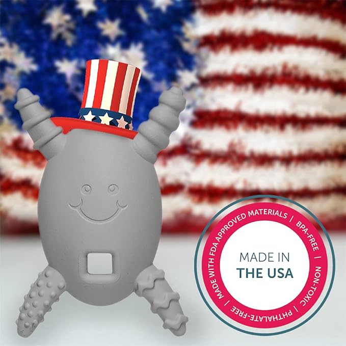 The Official Molar Magician Baby Teether - Freezable Molar Teething Toy for Baby, Infant & Toddler - Made in The USA - Sensory Toy 3-12, up to 18 Months, Gray