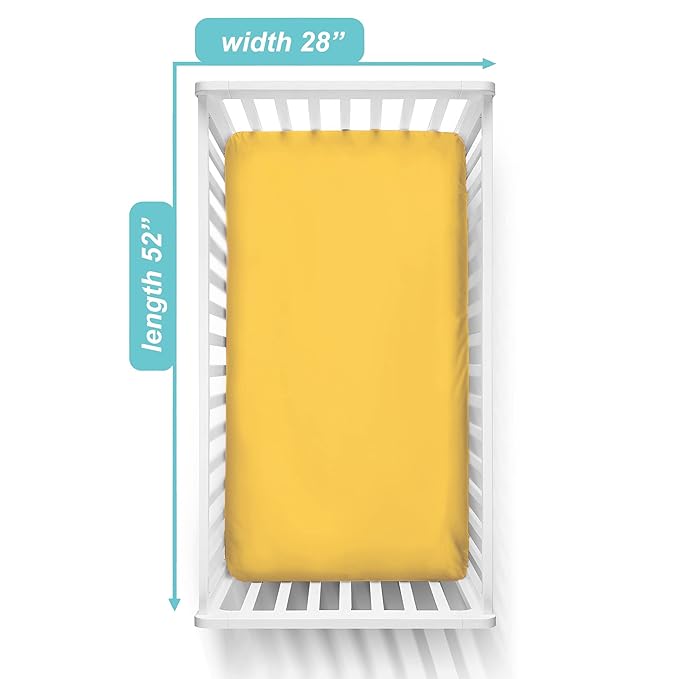 American Baby Company 3 Pack 100% Natural Cotton Fitted Crib Sheets 52" x 28" - Soft, Breathable, Hypoallergenic & Gentle Toddler Bed Sheets, Yellow Star/Yellow/Gray, Neutral for Boys & Girls