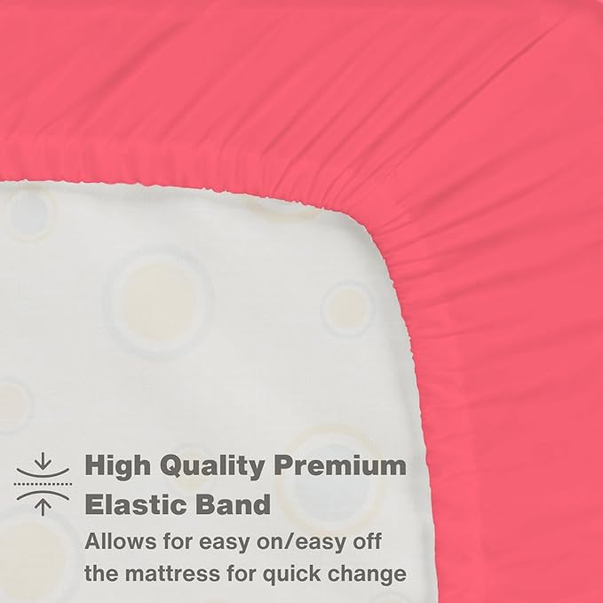 EVERYDAY KIDS 2 Pack Fitted Girls Crib Sheet, 100% Soft Breathable Microfiber, Baby Sheet, Fits Standard Size Crib Mattress 28in x 52in, Nursery Sheet - Unicorns/Hot Pink