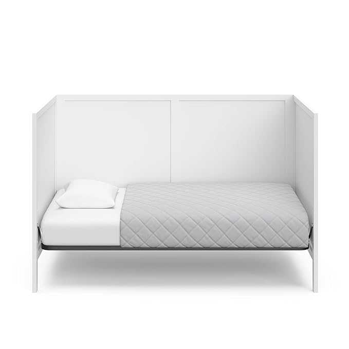 Graco Theo Crib and Mattress Nursery Essentials Pack (White) – GREENGUARD Gold Certified Baby Crib & Crib Mattress, Cribs with Mattress Included, Convertible Crib, Baby Mattresses for Crib