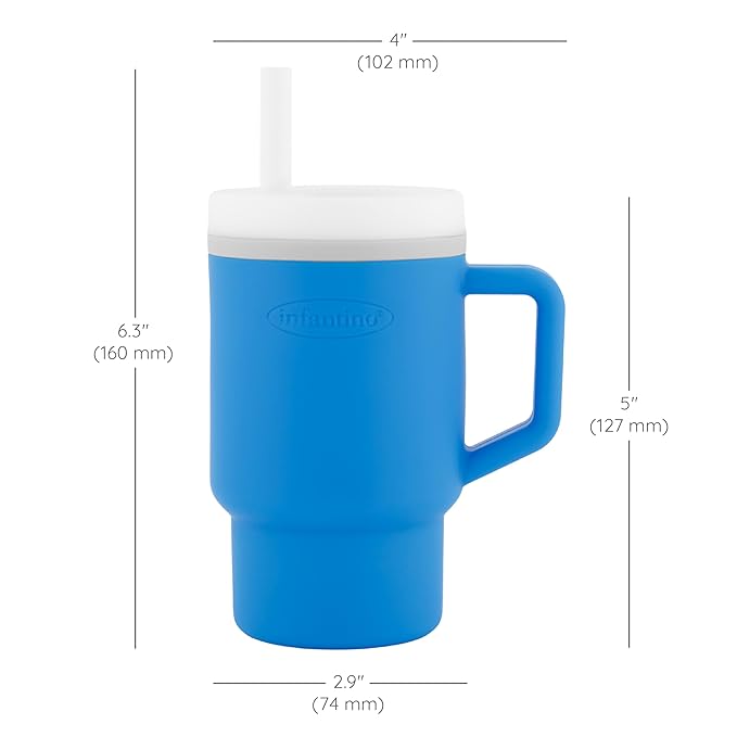 Infantino My 1st Tumbler – Adorable Miniature Tumblers with Leak-Resistant Straw and Toddler-Friendly Handle, Encourages Hydration, Easy to Clean, 9 fl. oz, 2 Pack, Citrus & Ocean