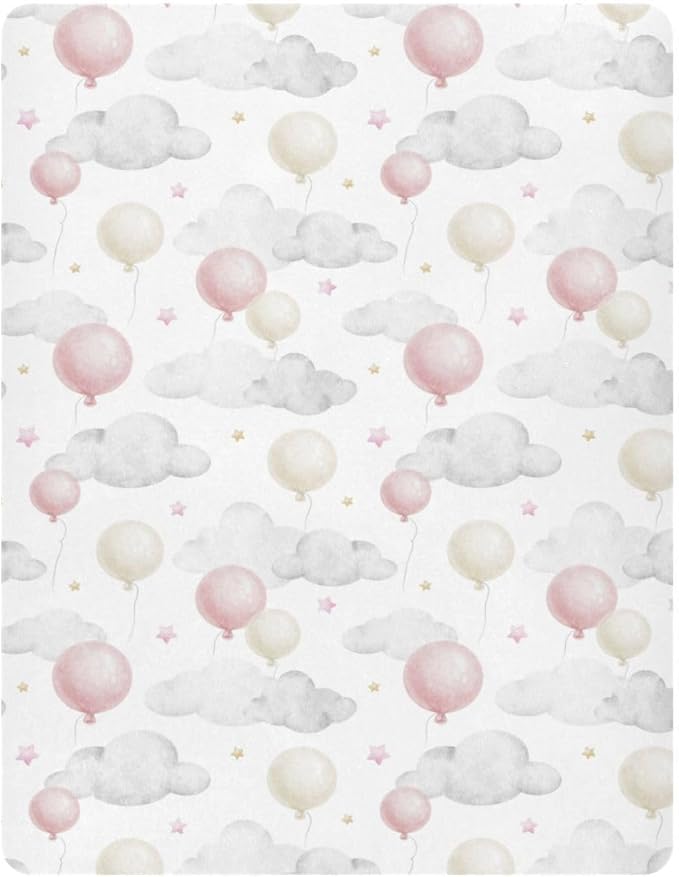 Baby Crib Sheets Balloon Cloud Crib Sheets for Boys Girls,Neutral Bassinet Toddler Bed Play Sheets Breathable Soft and Portable 52 * 28 * 9in