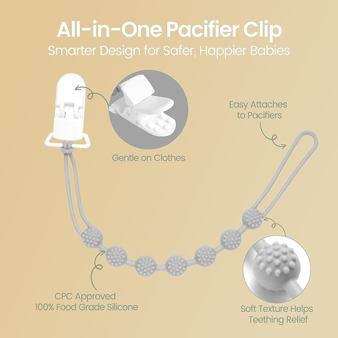 Baby Pacifier Clip, 6 Pack Silicone Pacifier Holder with One Piece Design for Baby Boy and Girl, BPA Free Soft Flexible Paci Binky Clips