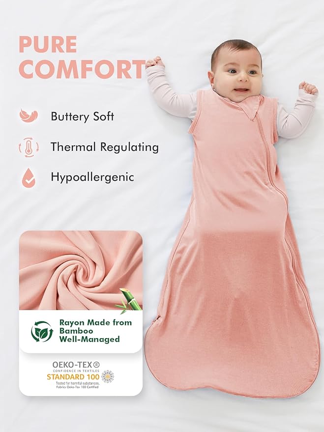 HAPIU Unisex Rayon Made from Bamboo Baby Sleep Sack TOG 0.5, 2-Way Zipper YKK, Wearable Blanket Toddler