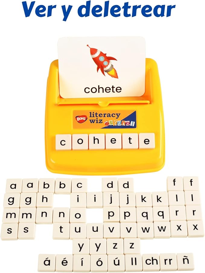 BOHS Spanish Literacy Wiz Spelling Game - Espanol Lower Case 60 Flash Cards - Preschool Language Learning Educational Toys