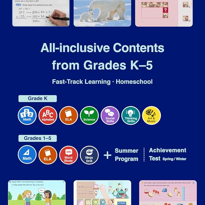 Dedicated Learning Tablet | Personalized Independent Study, Access All K–5 Lessons Math & ELA | No Browser, Games or Ads | 10.1” Display, Pen & Cover(Green) | Subscription Required