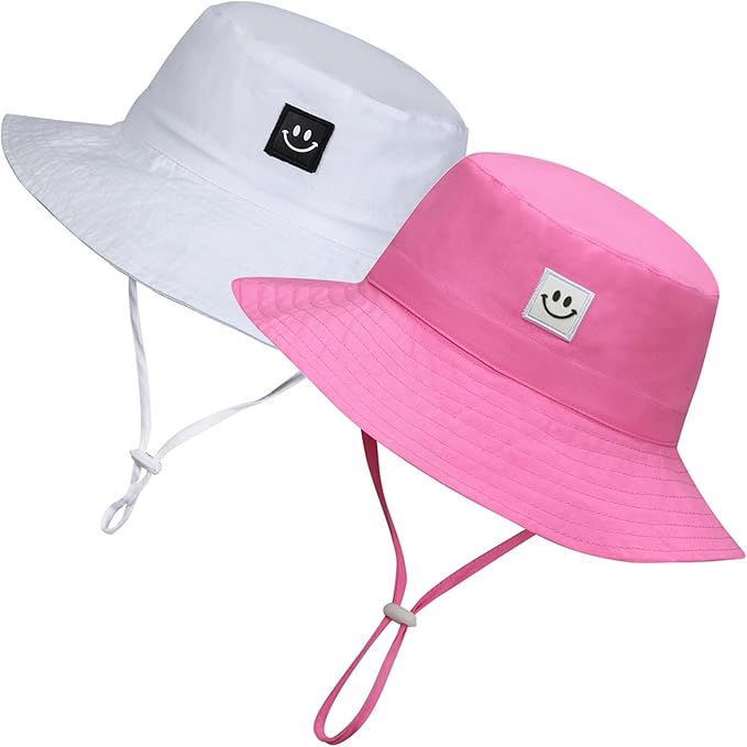 MaxNova Baby Sun Hat Smile Face UPF 50+ Toddler Bucket Hat for Boys Girls 0-7 Years