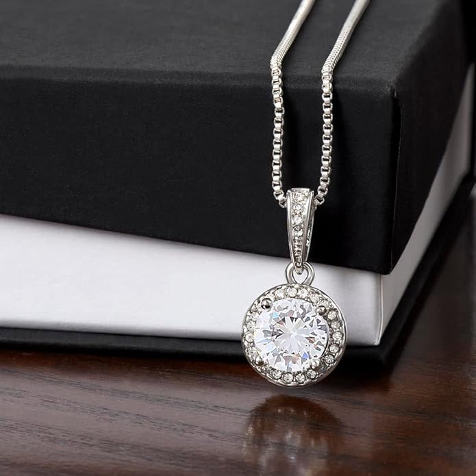 To My Beautiful Daughter Necklace from Mom & Dad | Cubic Zirconia Pendant with Heartfelt Message Card & Gift Box | Daughter Birthday, Graduation, Christmas Jewelry Gift from Parents