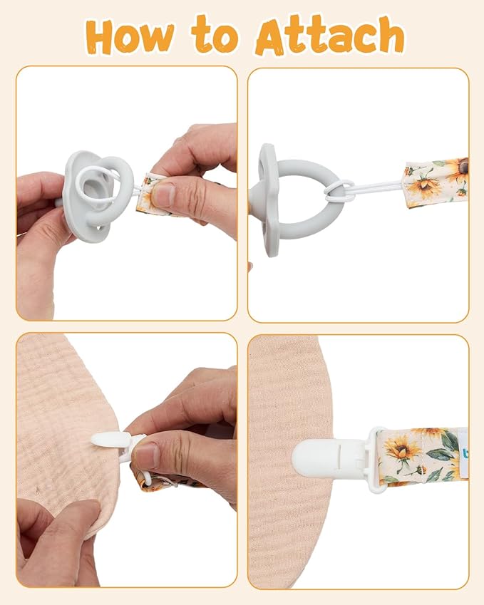 Babygoal Flower Pacifier Clips, 8 Pack Binky Paci Holder Clips for Baby Boys and Girls Fits for Most Pacifier, Binkie Styles & Baby Teethers & Toys and Gift 8PS48-B