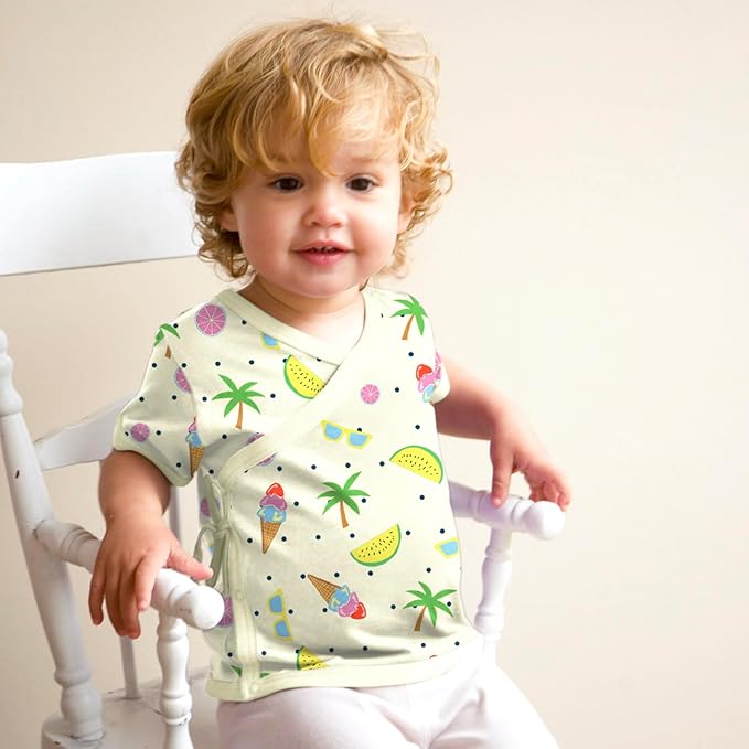 Babysoy Unisex Baby Short Sleeve Wrap Around Kimono Tee Shirt