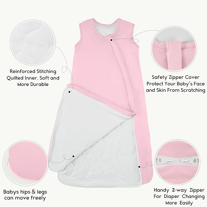 Yoofoss Rayon Made from Bamboo Baby Sleep Sack 0-6 Months 1.0 Tog Baby Wearable Blanket, Super Soft Infant Toddler Sleeping Sack 2-Way Zipper