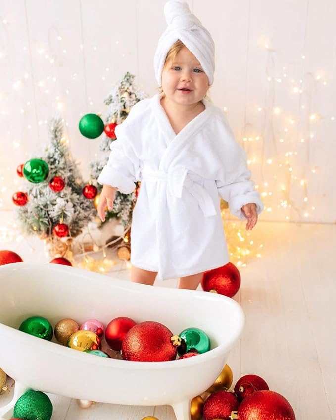 Newborn Photography Prop Bathrobe Baby Photo Props Bathrobe Outfits Infant Bath Robe Bath Towel Sets for Boy Girl Newborn Photography Outfits Spa Salon Baby Photoshoot Props 6-13 Months (Large, White)