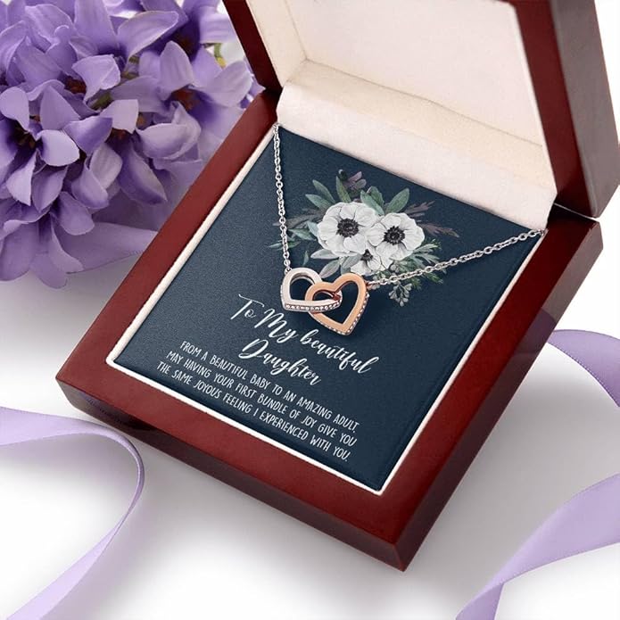 To My Daughter Gift Necklace From Dad or Mom - Badass Daughter Jewelry With Heartfelt Message & Elegant Box