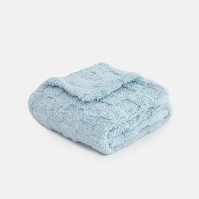 Checkered Baby Blankets Double-Sided Fleece Plush Toddler Blankets for Boys Girls, Lightweight Soft Cozy and Warm Newborn Receiving Throw for Bed, Crib, Couch, Sofa 30 x 40 Inches, Blue