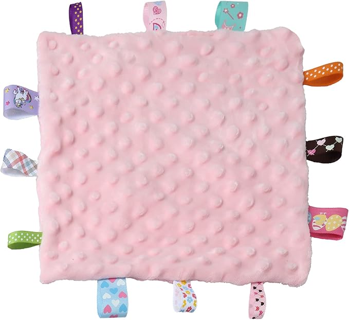 CREVENT Soft Plush Animal Face Security Blankets for Boys and Girls, Great Gifts for Birthday Baby Shower (Pink Bear + Tag)