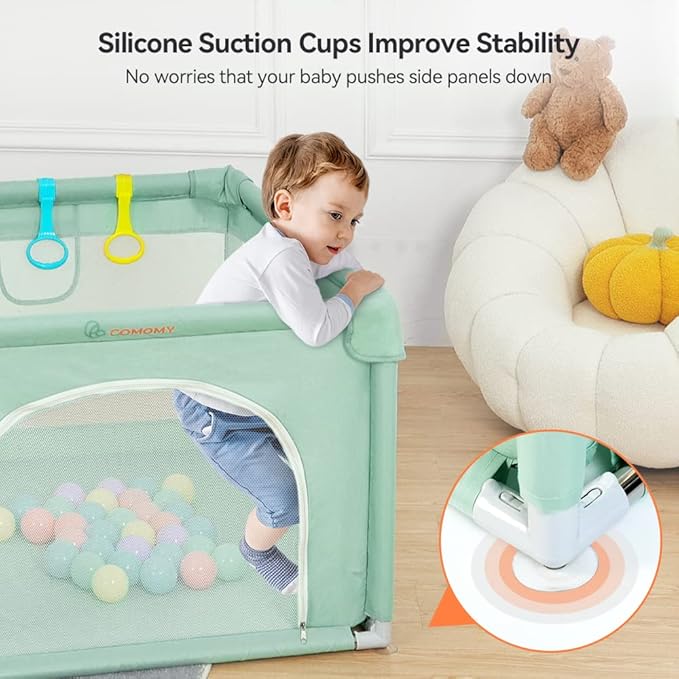 COMOMY Playpens for Babies and Toddlers, Small Baby Play Pens, Activity Center for Baby Safe and Non-Slip Baby Fence, Full Mesh Design, Indoor & Outdoor Kids Activity Center (Dark Green, 36"x36")