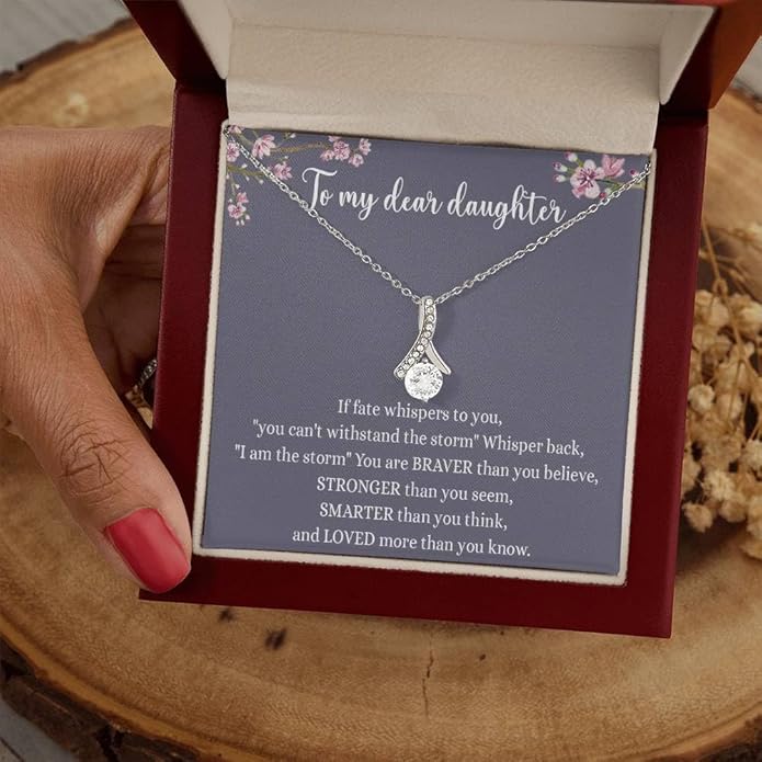To My Daughter Gift Necklace From Dad or Mom - Badass Daughter Jewelry With Heartfelt Message & Elegant Box