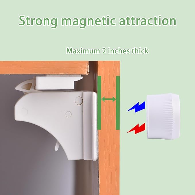 10 Pack Magnetic Cabinet Locks Baby Proofing - Vkania Baby Safety Latches for Drawers and Cabinets -Easy Installation No Drilling
