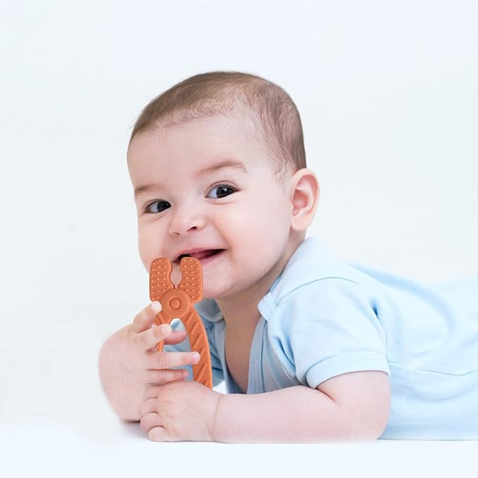 Fu Store 8 Pack Soft Silicone Teething Toys for 0-12Months 6-24 Months Toddlers Infant Hammer Tools Shape Baby Teethers Relief Soothe Babies Gums Set
