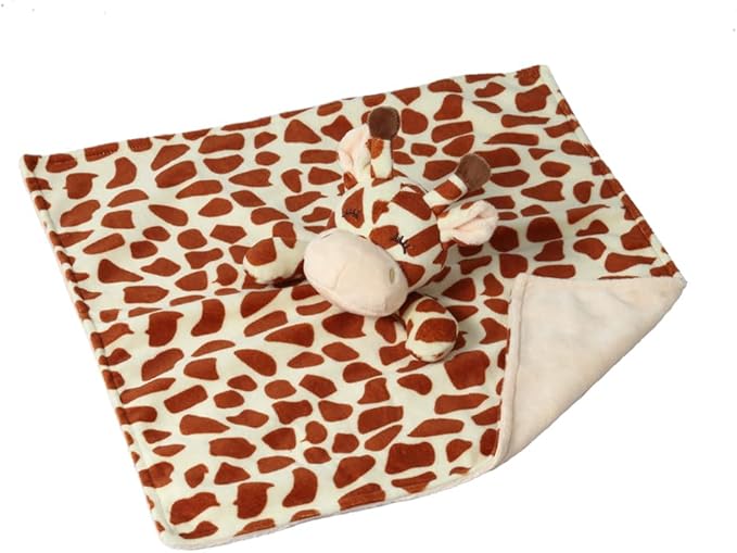 CREVENT Cozy Plush Baby Security Blanket, Loveys for Baby Girls and Boys, Birthday (Monkey+Giraffe)