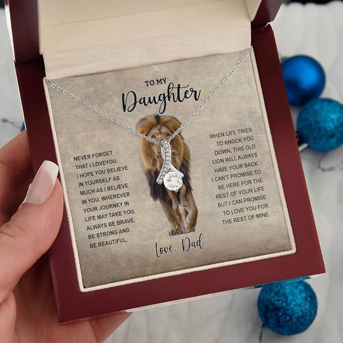To My Daughter Gift Necklace From Dad or Mom - Badass Daughter Jewelry With Heartfelt Message & Elegant Box
