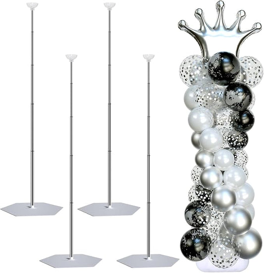 Balloon Arch Stand, Balloon Stand Set of 4, 7 Feet Height Adjustable Metal Balloon Column Stand for Party Decorations Wedding Birthday, Graduation Party Decoration, Baby Shower
