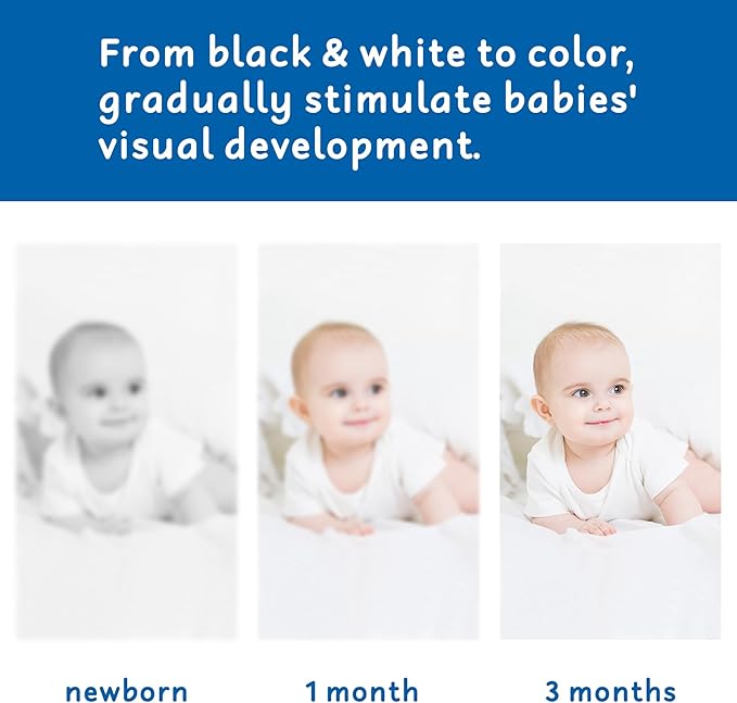 Black and White High Contrast Baby Toys - 0-3 Months Brain Development - Soft Crinkle Books & Tummy Time Montessori Sensory Toys for 0-12 Months, Boys & Girls
