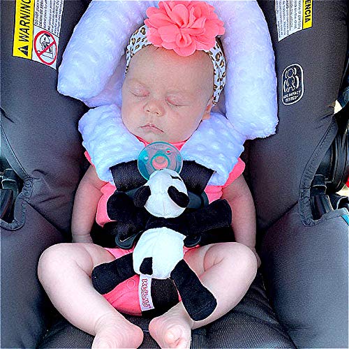 Baby Infant Head and Neck Support Pillow with Seat Belt for Car Seat -Extra Soft 3-in-1 Toddler Car Seat Insert Cushion Pad for Car Seats Water Pink