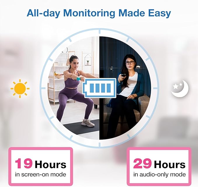 VTech VM923-2 Baby Monitor, 2.8”Screen, 1000ft Range, Pan-Tilt-Zoom, Night Vision, 2-Way Audio, Temperature Sensor, Lullabies, Secured Transmission No WiFi