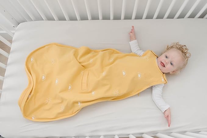 Woolino 4 Season Sleep Sack - Ultimate Merino Wool and Organic Cotton Sleeping Bag - Two-Way Zipper Adjustable Universal Size Sleep Sack for Baby (2-24 Months) - Sun