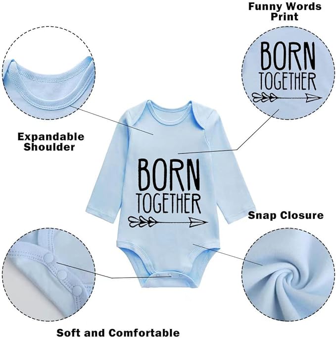 YSCULBUTOL Baby Twins Bodysuits Best Friends Forever Baby Clothes Set with Bibs Girl Outfit with hat