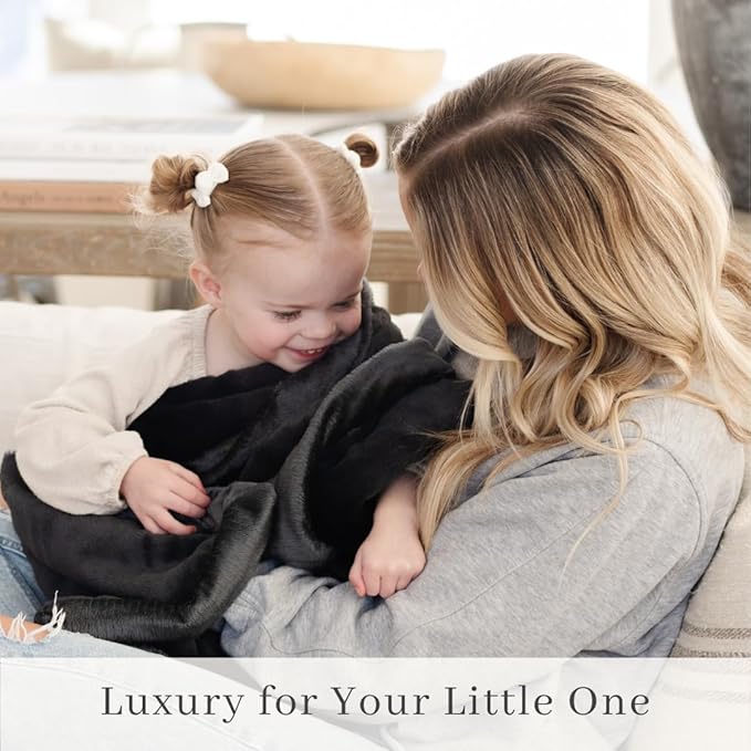 SARANONI Security Blankets for Babies Super Soft Boutique Quality Lush Luxury Baby Blanket (Small, Charcoal)