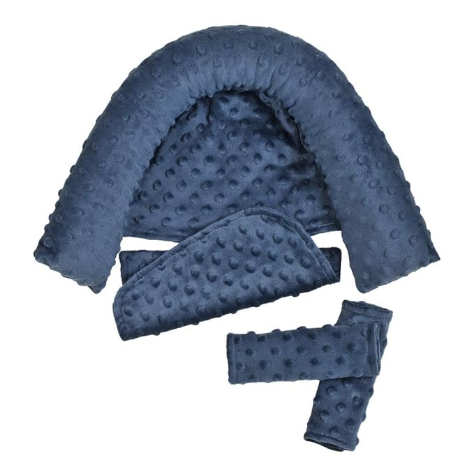 Upgraded 3-in-1 Baby Head Body Support Pillow and Strap Covers for Infant Toddler-Baby Head and Neck Support Insert Cushion Pad for Car Seat Drak Blue