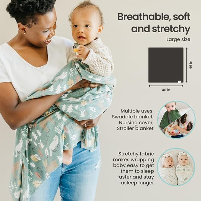 Copper Pearl Baby Swaddle Blanket - Premium Knit Baby Blanket, Large Soft Stretchy Receiving Blankets for Baby Boy and Girl, Swaddles for Newborn, Infant, and Toddler (Midnight)
